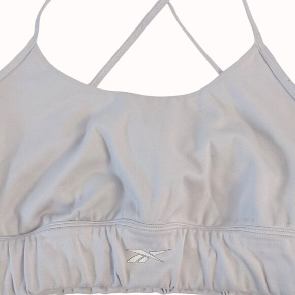 Reebok Lavender Sports Bra Cross Back Straps Cut Out Womens Size M Stretchy - Picture 3 of 8